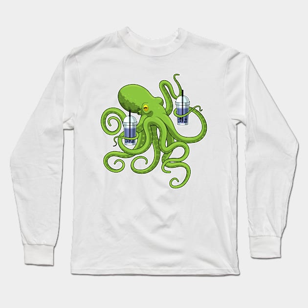 Octopus Bubble tea Long Sleeve T-Shirt by Markus Schnabel